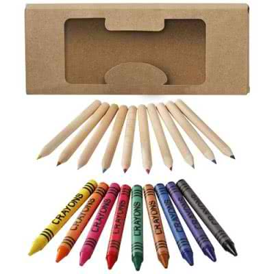 Set crayons et crayons gras 19 pièces